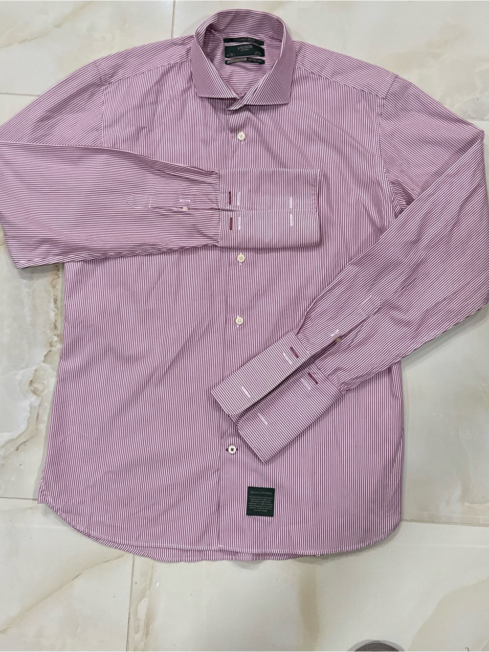 Men's Pink Fine-Striped Dress Shirt - Classic Spread Collar